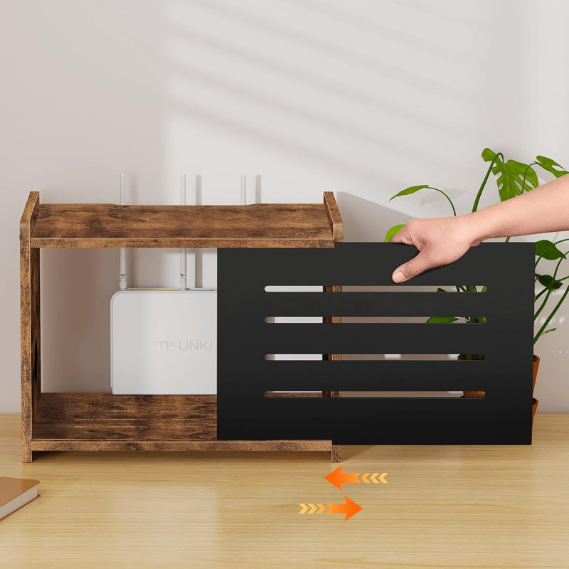 Tablette de toupie, hider de boîte en bois, support de projecteur brun rustique