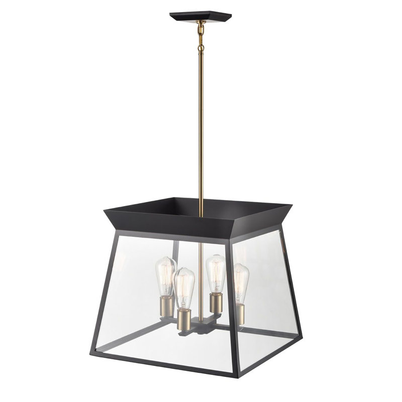 Lustre carré / rectangulaire à 4 lumières Lucian, Noir satiné