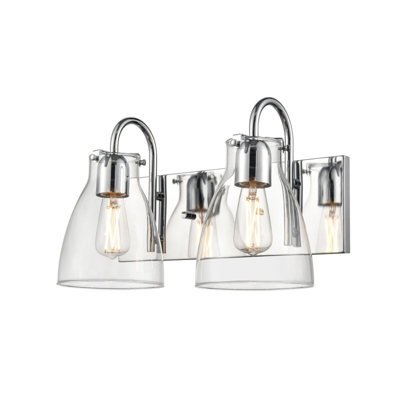 Coiffeuse 2 lumières Emma, Chrome avec verre transparent