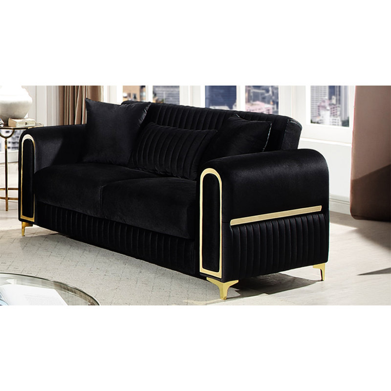 Causeuse rembourrée noire Ruby, Black