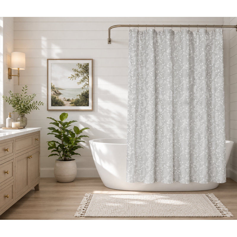 Floral Shower Curtain, Gray