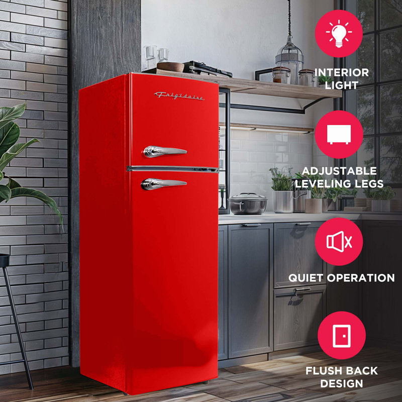 Frigidaire 7.5 Cu. Ft. Retro Refrigerator, Top Mount Apartment Size Fridge , Red