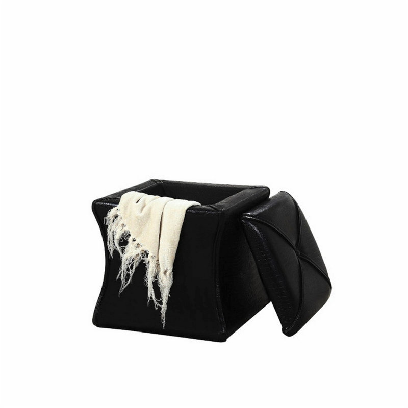 Banc de rangement en bois et cuir