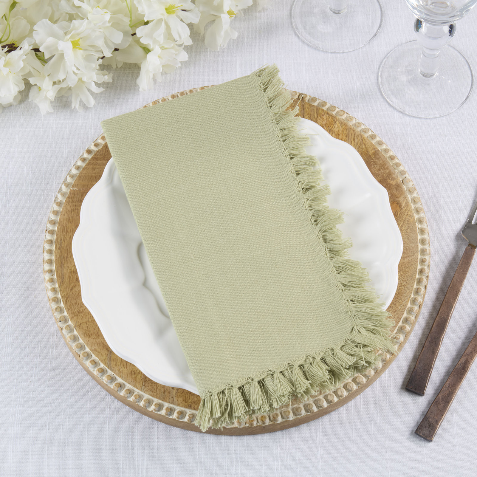 Sabrina Reversible Cotton Napkin, Sage