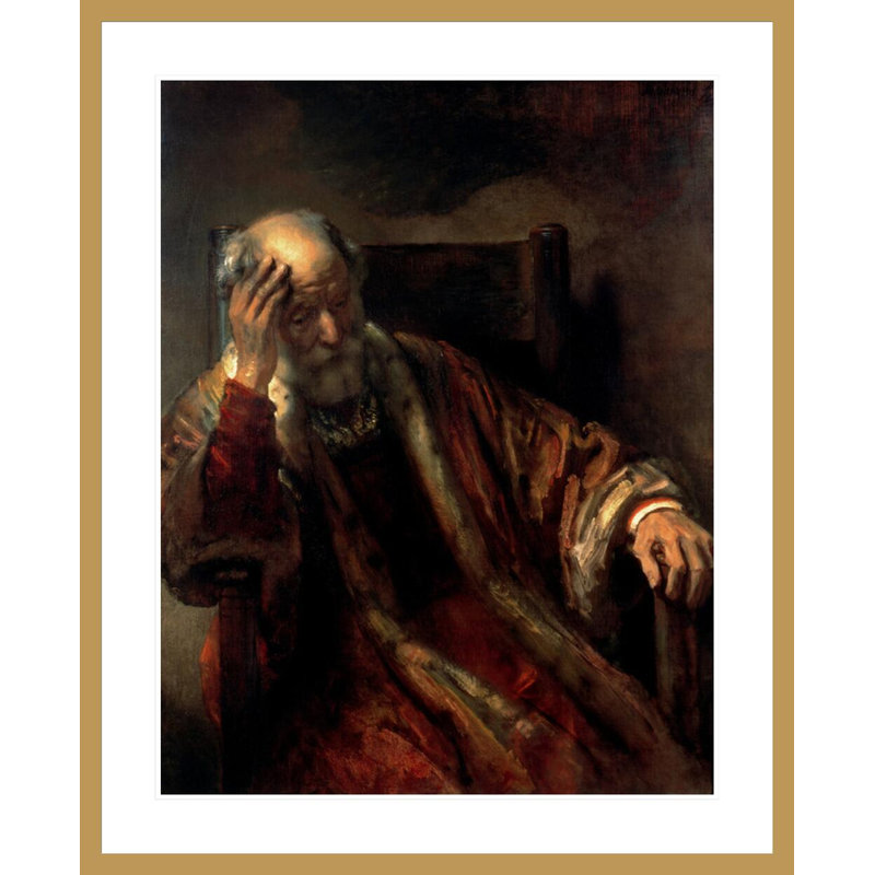 «An Old Man in a Fauteuil» par Rembrandt van Rijn - Estampe numérique encadrée, H 41,02 po x l 33,5 po