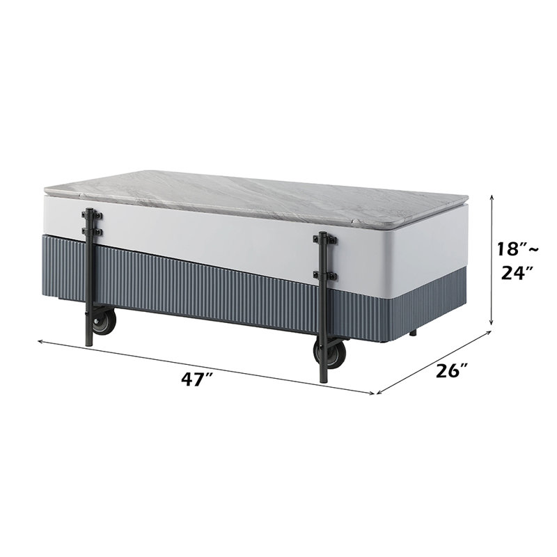 Sloka Coffee Table with Lift Top, 18" H x 47" L x 26" W