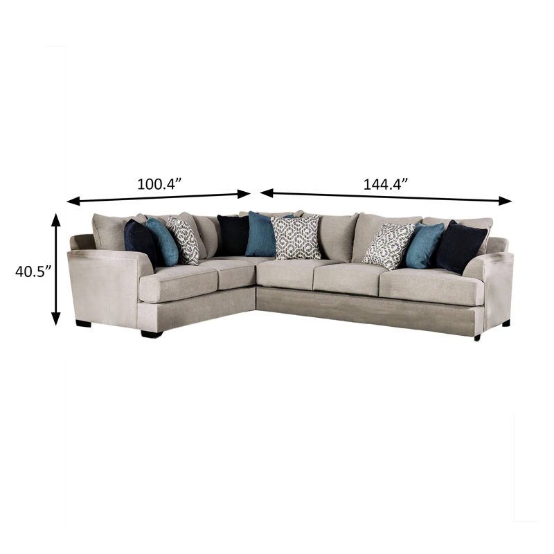 144.4" W Transitional Sectional, Gray
