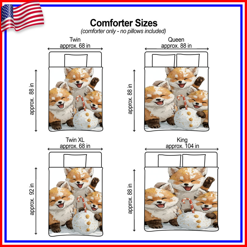 Cute Fox Trio Comforter, Twin