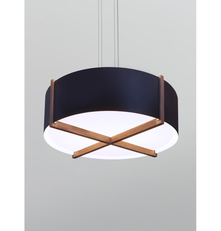 Plura 1 - Light LED Pendant, 10.4" H x 36" W x 36" D, 3500K, Walnut/Matte Black/White Interior