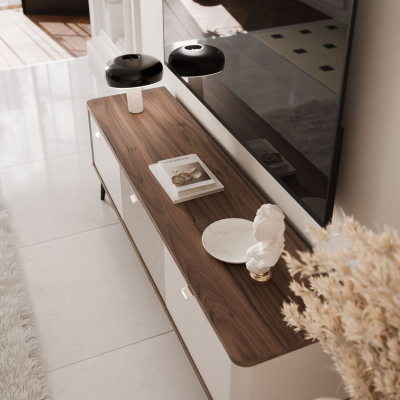 Tatianya Unfinished TV Stand for TVs up to 70", Walnut/White