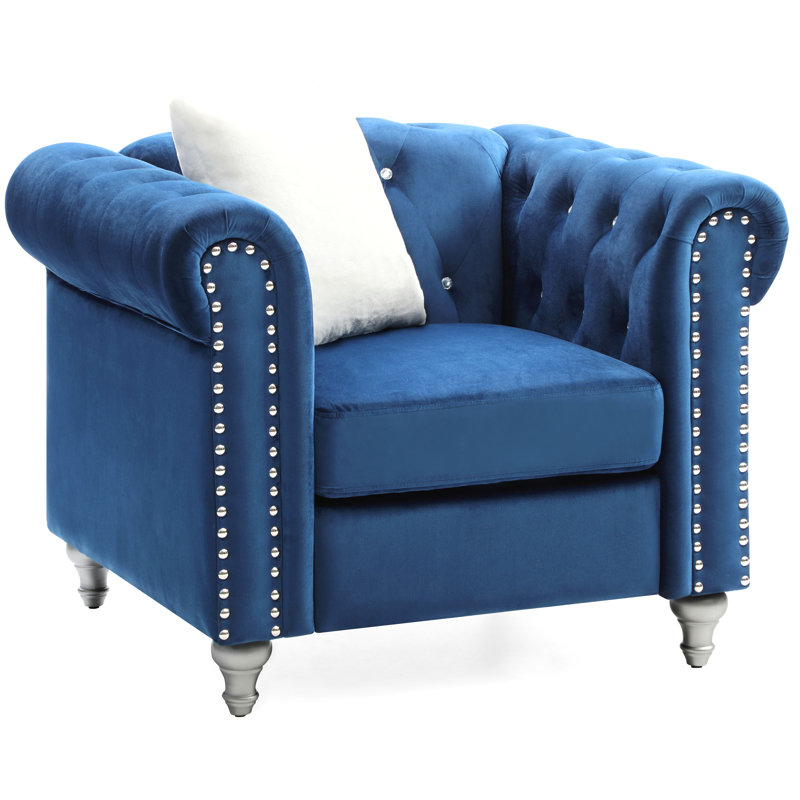 Élégant fauteuil bleu marine à accoudoirs ronds, Marine