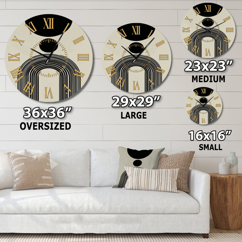 Horloge murale ronde moderne en métal Vintage Black Vortex I, Petit
