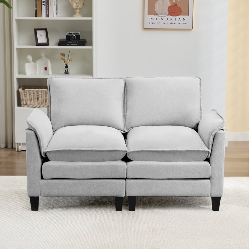 50" Upholstered Loveseat Sofa, Gray Chenille