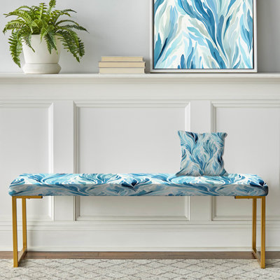 Abstract Upholstered Gold Bench
