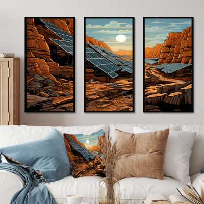 Orange Desert Solar Panels Field - Panneaux solaires, art mural