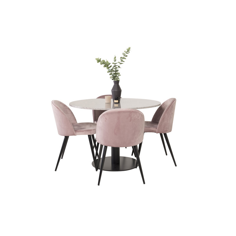 Withernsea 4 - Person Dining Set, Dusty pink, Grey
