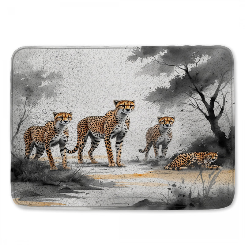 Tapis de bain Cheetah Family Illustration, L 24 po x L 17 po