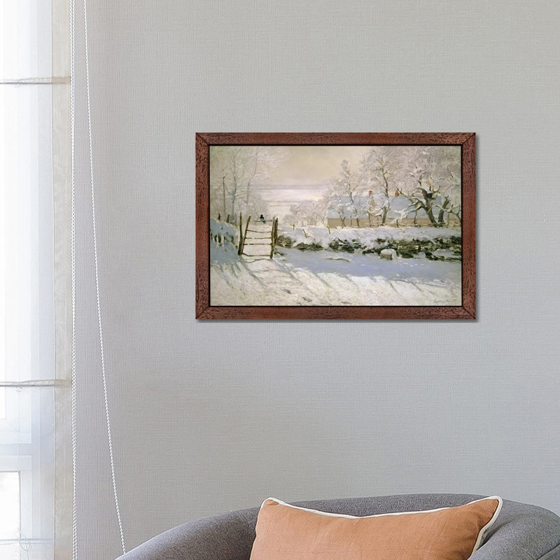 The Magpie, 1869 by Claude Monet - Wrapped Canvas Painting, 152.5 cm H x 101.5 cm W, Brown Framed