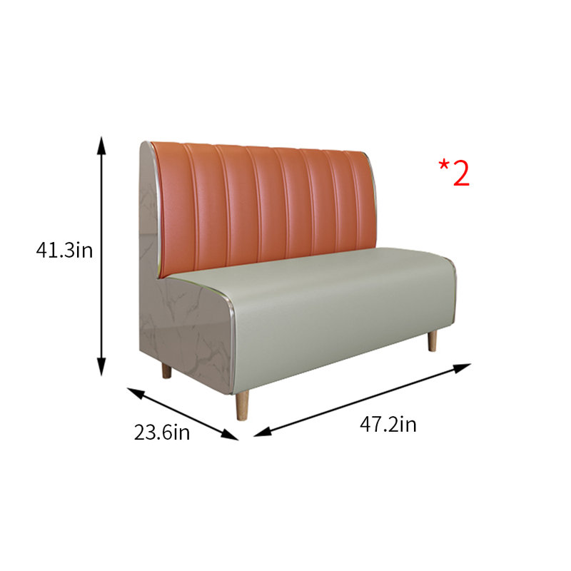 Banc rembourré en similicuir, Grey/Orange