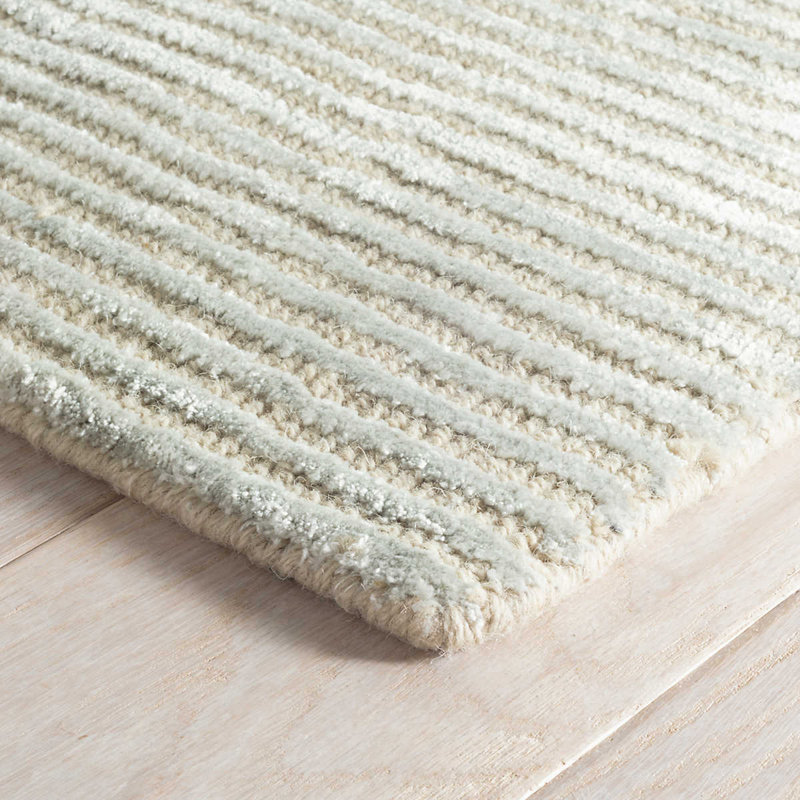 Cut Stripe Ocean Hand Knotted Viscose/Wool Rug, Rectangle 8'6" x 11'6"