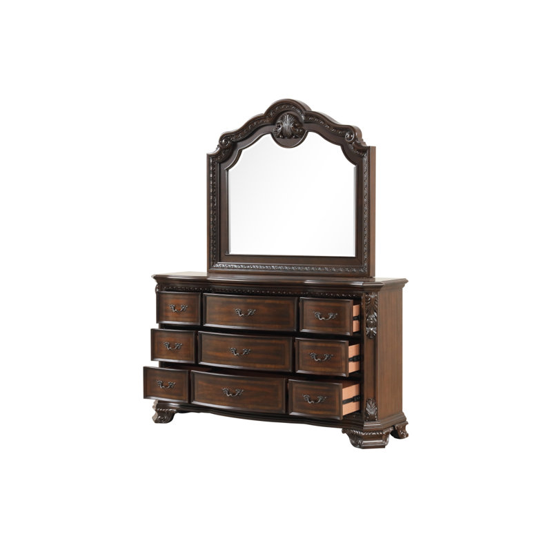 Miroir de style traditionnel avec cadre en bois en noyer