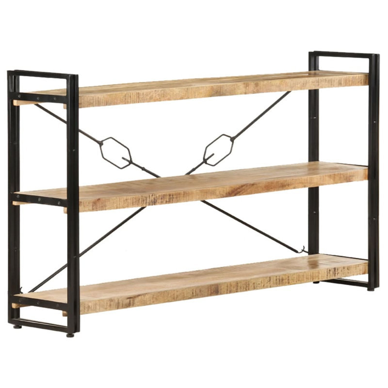 Bookcase Solid Mango Wood, Brown, (3 Shelves) 31.5" H x 55.1" W x 11.8" D