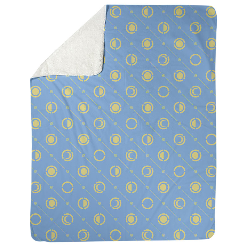 Couverture polaire moon phases, l 50 po x L 60 po, Bleu sarcelle/jaune
