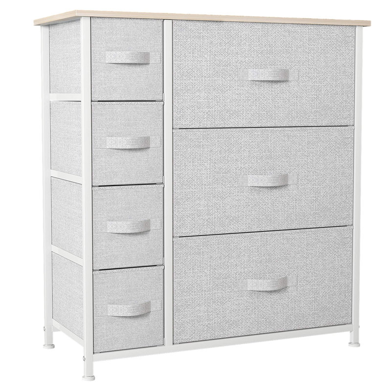 Fanchette 7 Drawer Storage Drawer, Light Grey/White