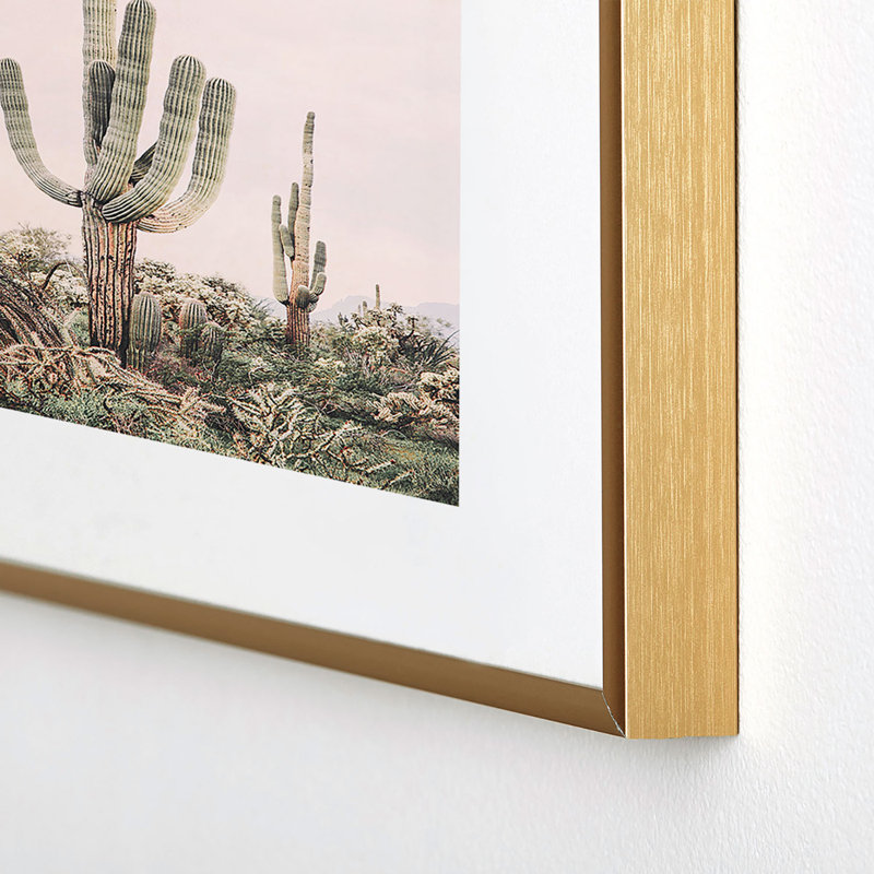 " Pastel Pink Cactus ", Gold, 10" H x 8" W