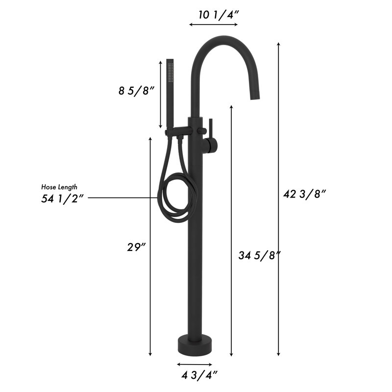 Single Handle Deck Mounted Clawfoot Tub Faucet, Matte Black