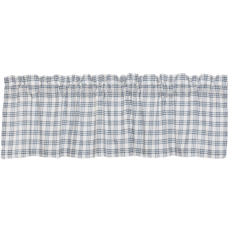 Cantonnière Surikova, l 60 po x L 16 po, Bleu denim / blanc doux