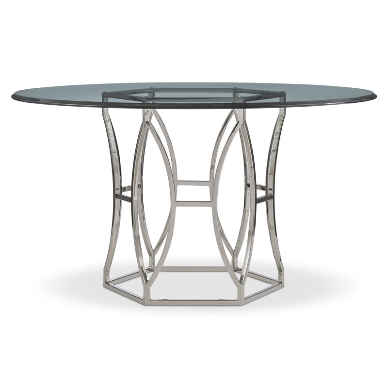 Round Glass Top Metal Base Dining Table