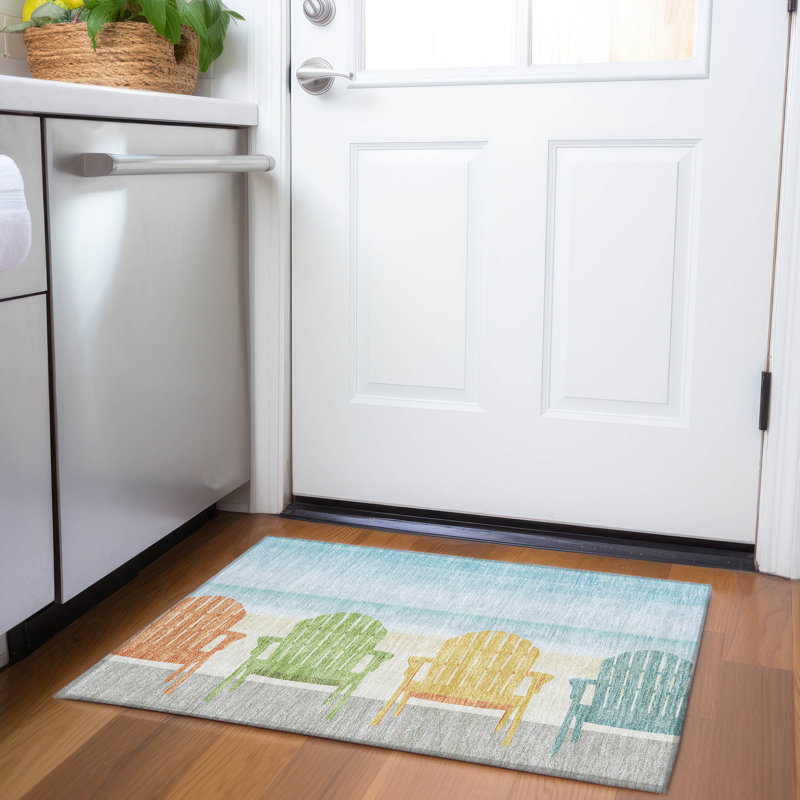Premium Machine Washable Cerrito AMF146 Blue Rug, Rectangle 1'8" x 2'6"