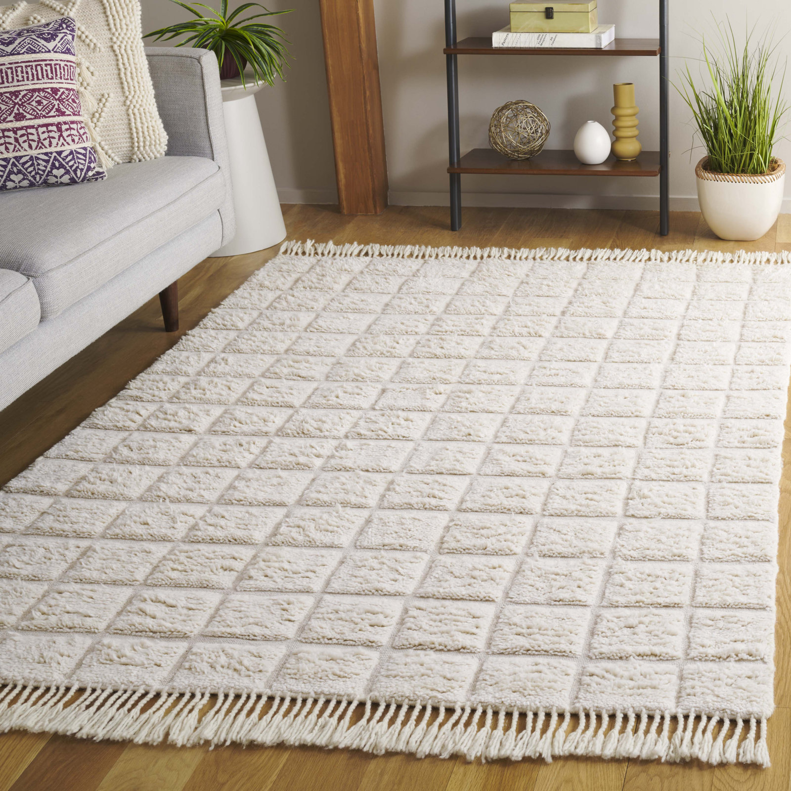 Hand-Woven Geometric Rug, Rectangle 5' x 8'