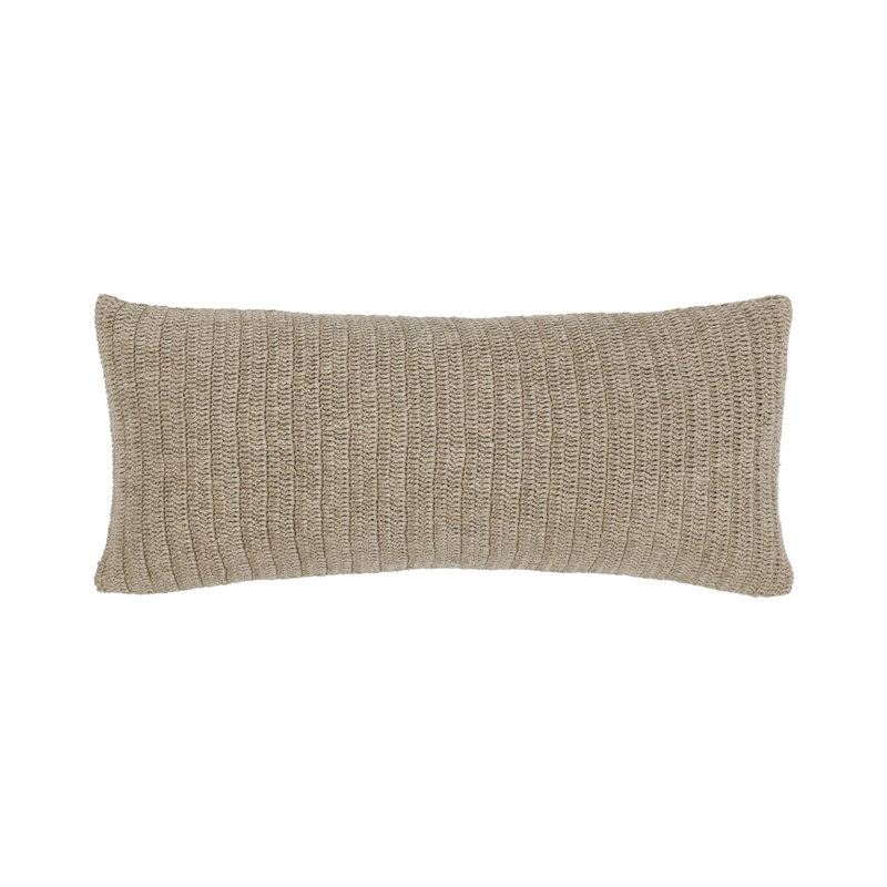 Coussin décoratif tricoté 16 po x 36 po Nakeya, Beige