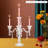 14"H 5-Arm Clear Crystal Glass Candle Holder