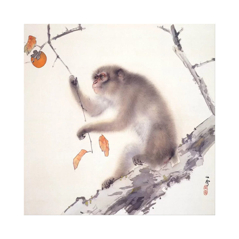 Monkey by Hashimoto Kansetsu - Wrapped Canvas Print, 30.48 cm H x 30.48 cm W