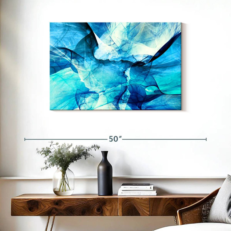 Avery Blue Blurs Abstract, 24" H x 36" W