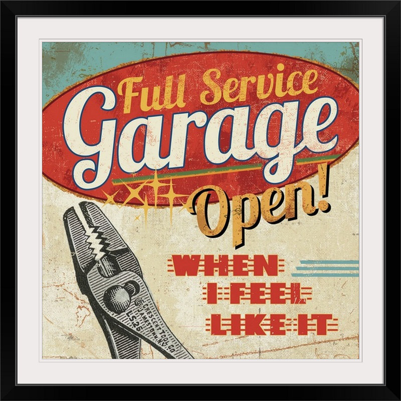 « full service », affiche rétro, H 20" x l 20" x P 1", Cadre noir