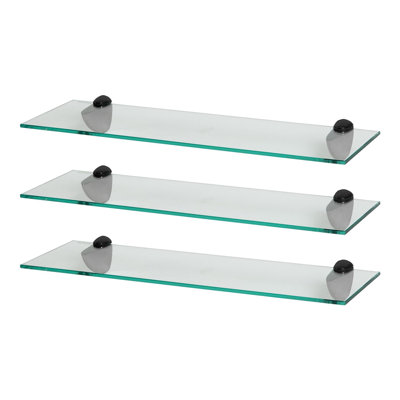 Harbour Housewares - Floating Glass Shelves with Metallic Brackets