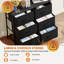  Commode 6 tiroirs en tissu noir, commode horizontale avec structure en métal robuste, armoire de rangement pour le vestibule de la chambre à coucher-265263152