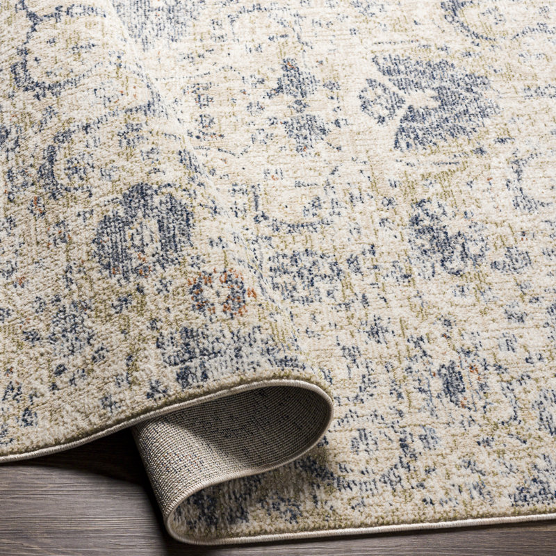 Tapis ivoire / bleu Mahlum, Tapis de couloir 2 pi 5 po x 10 pi