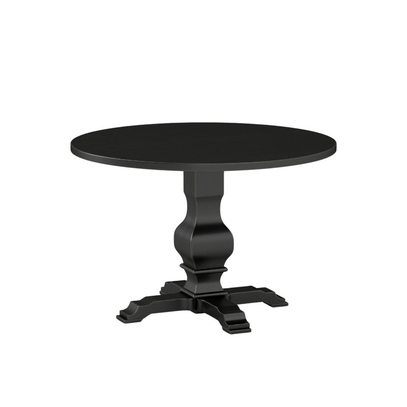 Keltner Round Solid Wood Base Dining Table, Black