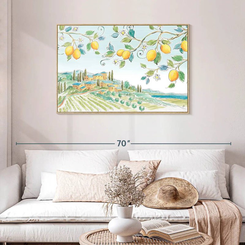 Brise méditerranéenne I, Cadre flottant en bois naturel, 43 po x 29 po