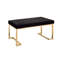 Banc rembourré en fausse fourrure noir avec structure en métal champagne - Banc confortable: 100%, base avec finition