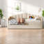 Lit de jour simple moderne avec lit gigogne réglable, revêtement en velours, poches de rangement pour la maison