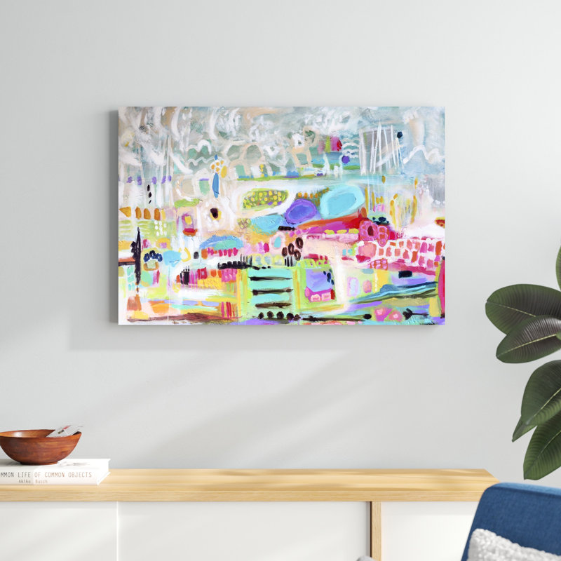 «Abstract Clouds» par Karen Fields - peinture sur toile tendue, H 24 po x l 36 po x P 1,25 po