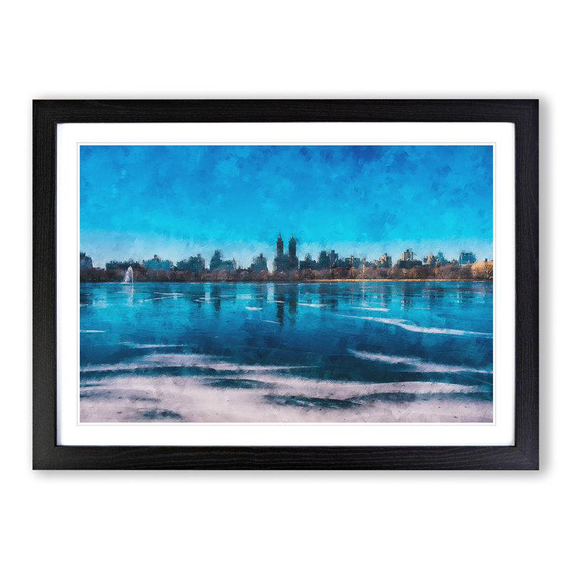 View of New York - Picture Frame Graphic Art Print, 24cm H x 33cm W x 2cm D, Black Framed