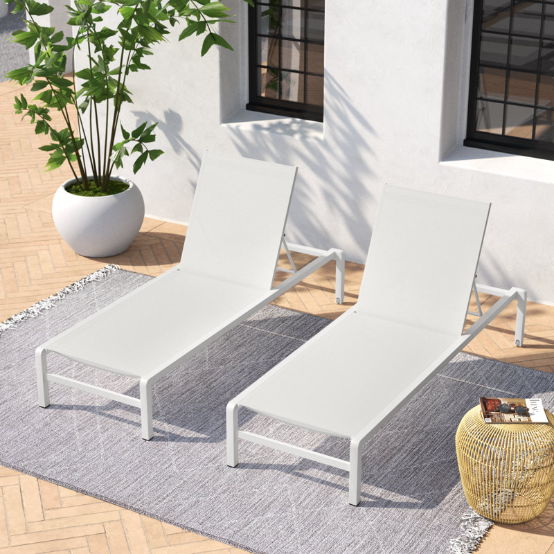Isabella Outdoor Powder Coated Aluminum Chaise Lounge Set, White