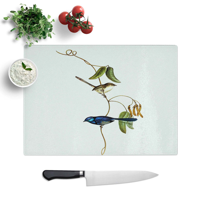 Tempered Glass Banded Wren Chopping Board, 39 cm W x 28.5 cm L